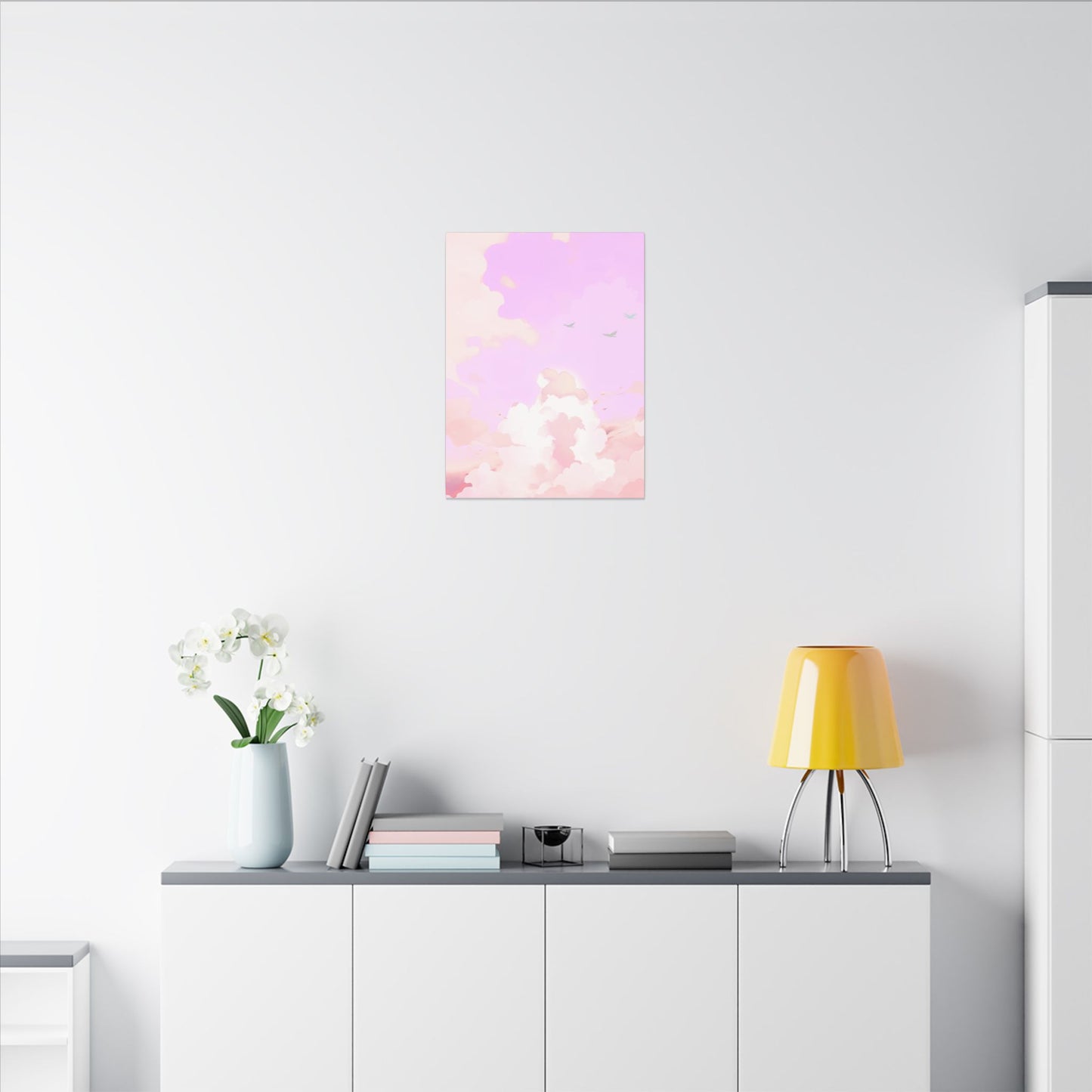 Pink Pastel Cloud Canvas Wall Art — Dreamy Sky Matte Print
