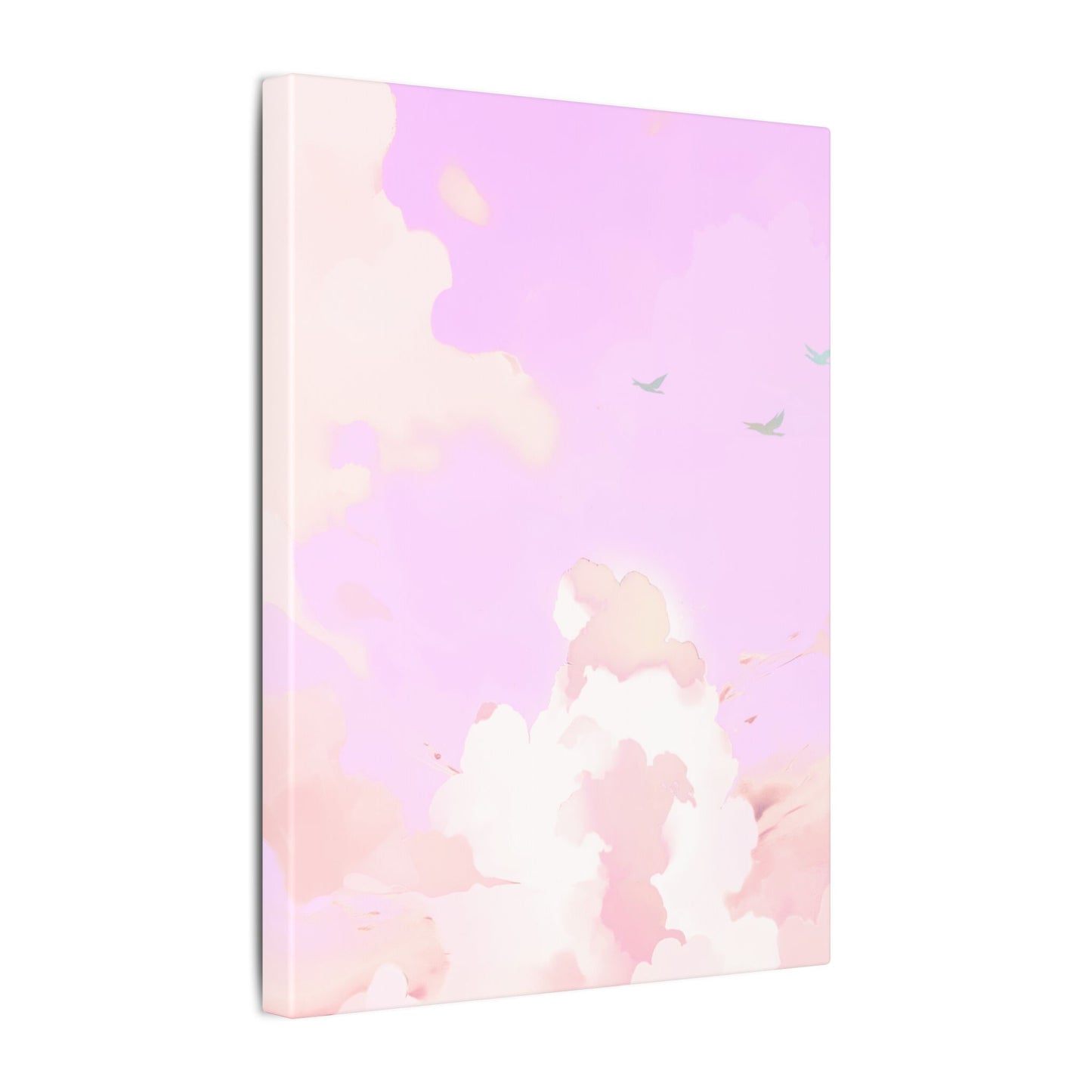 Pink Pastel Cloud Canvas Wall Art — Dreamy Sky Matte Print