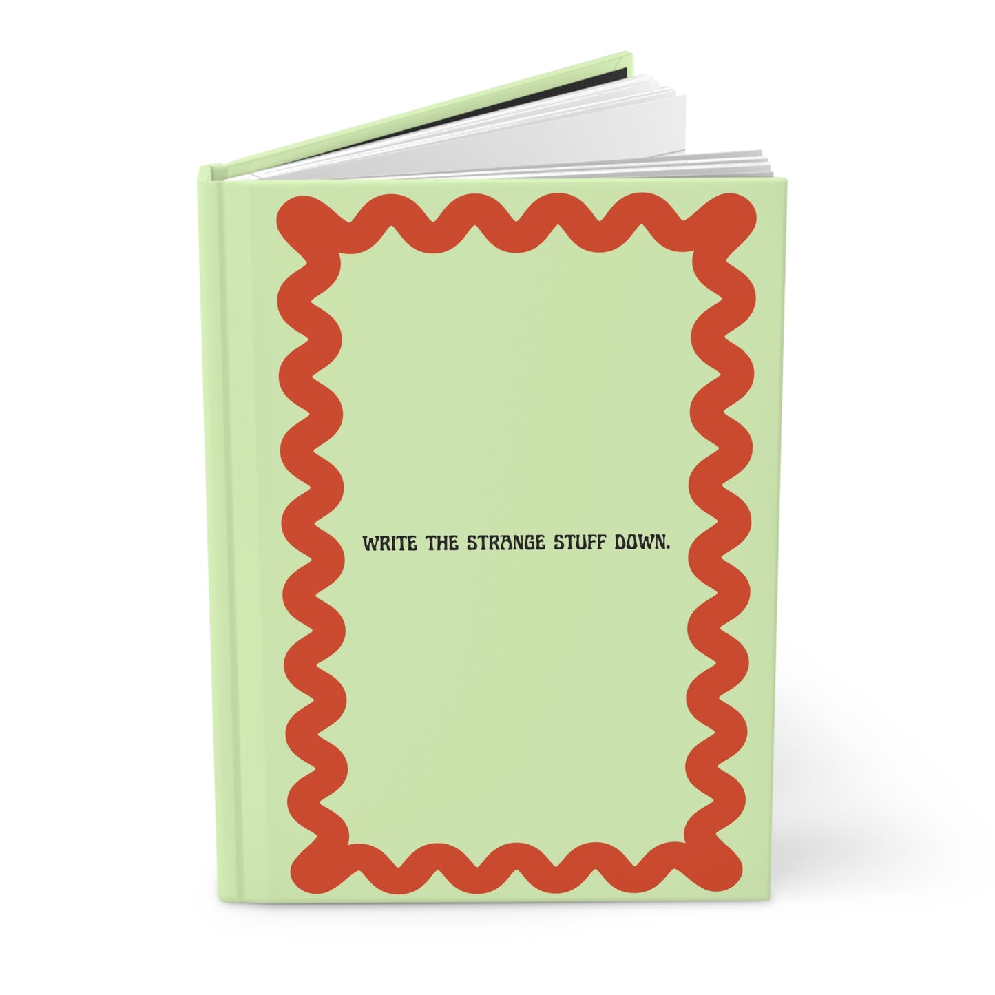 Write the Strange Stuff Down Hardcover Journal — Lime Green Beetle Design