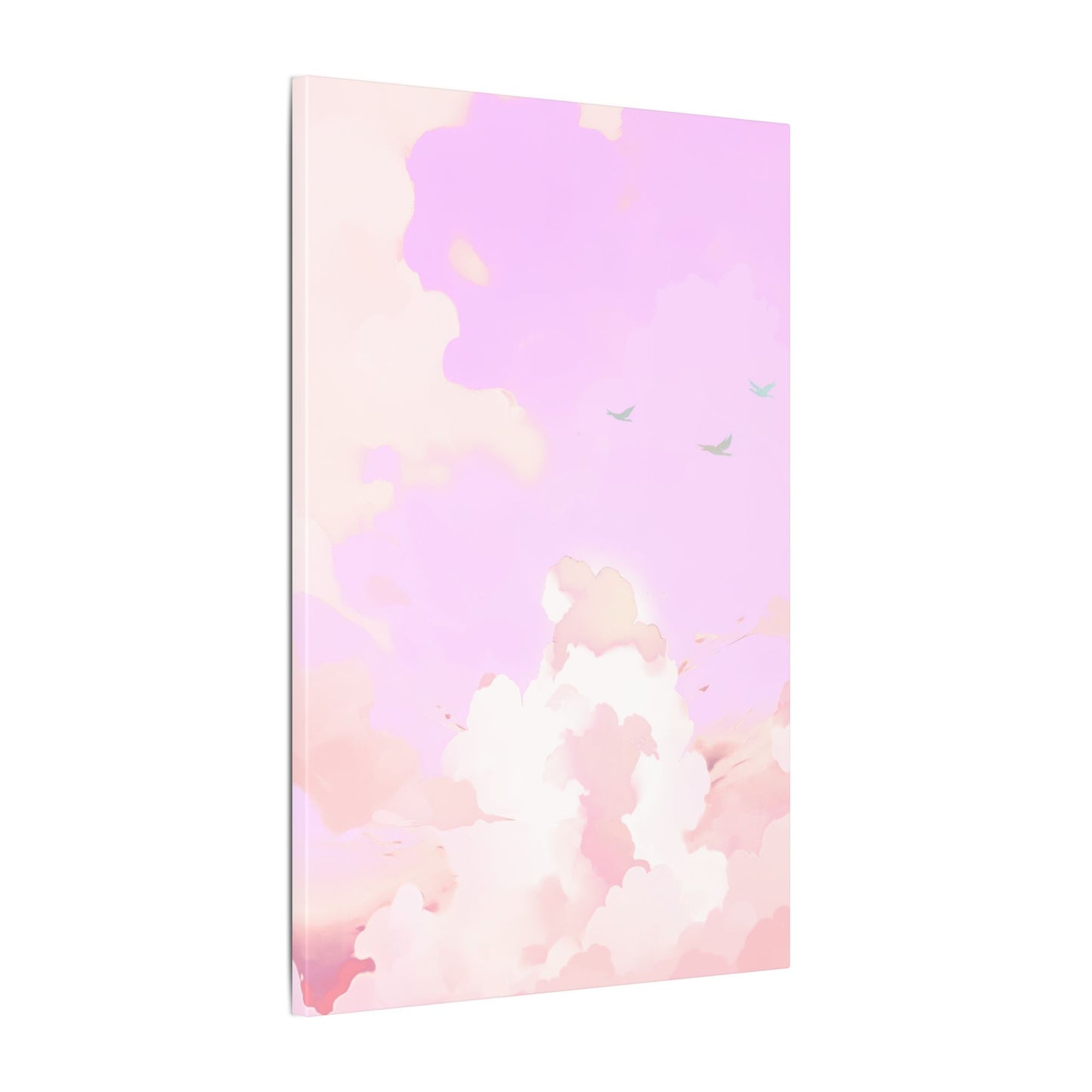 Pink Pastel Cloud Canvas Wall Art — Dreamy Sky Matte Print