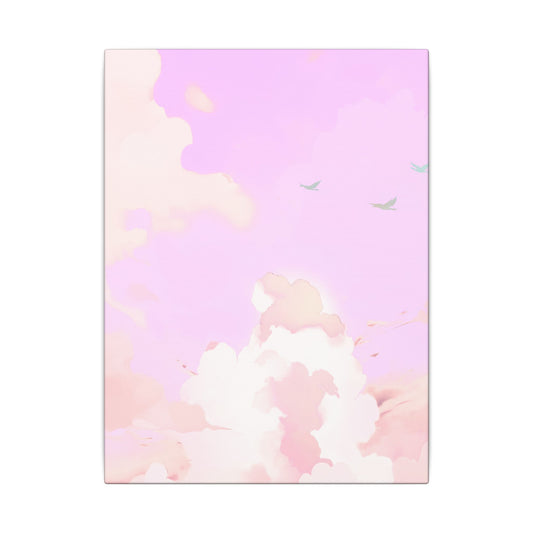 Pink Pastel Cloud Canvas Wall Art — Dreamy Sky Matte Print
