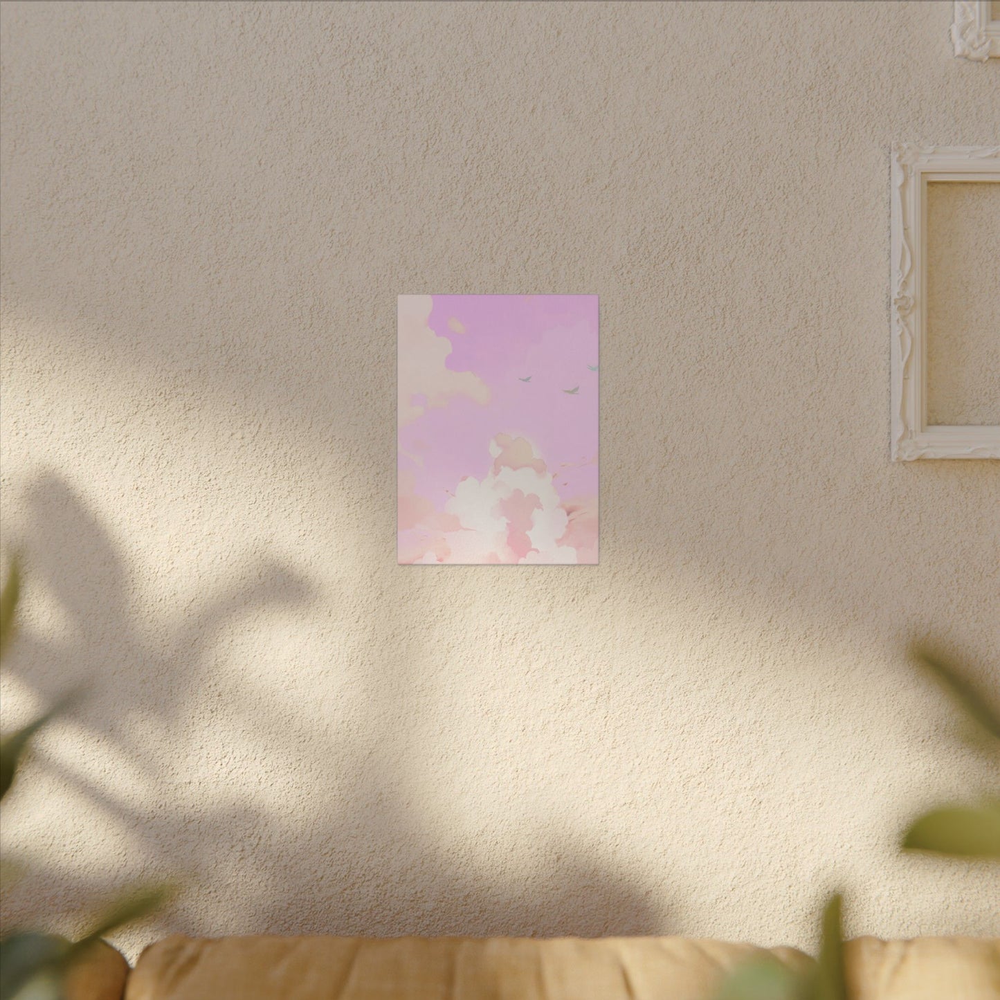 Pink Pastel Cloud Canvas Wall Art — Dreamy Sky Matte Print