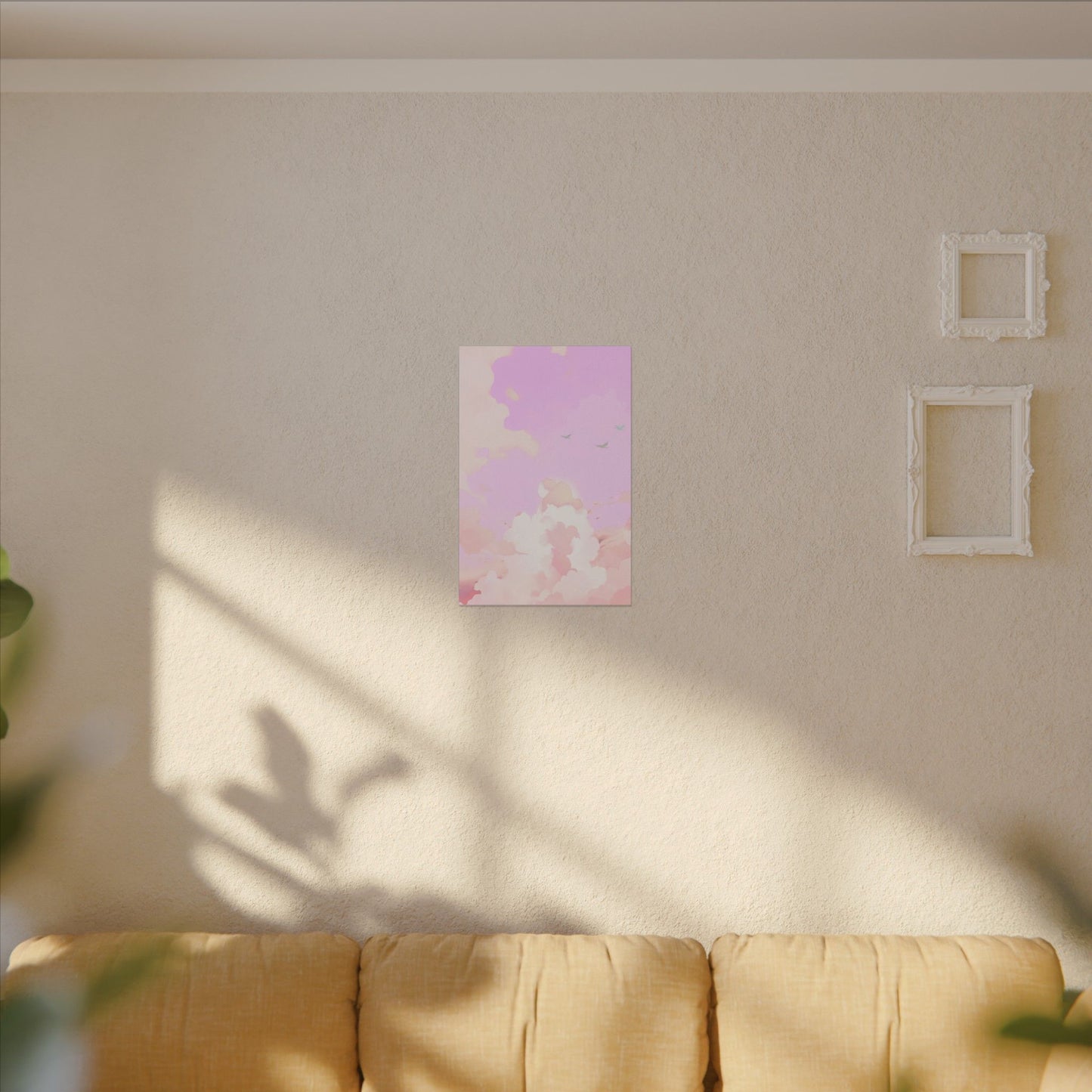 Pink Pastel Cloud Canvas Wall Art — Dreamy Sky Matte Print