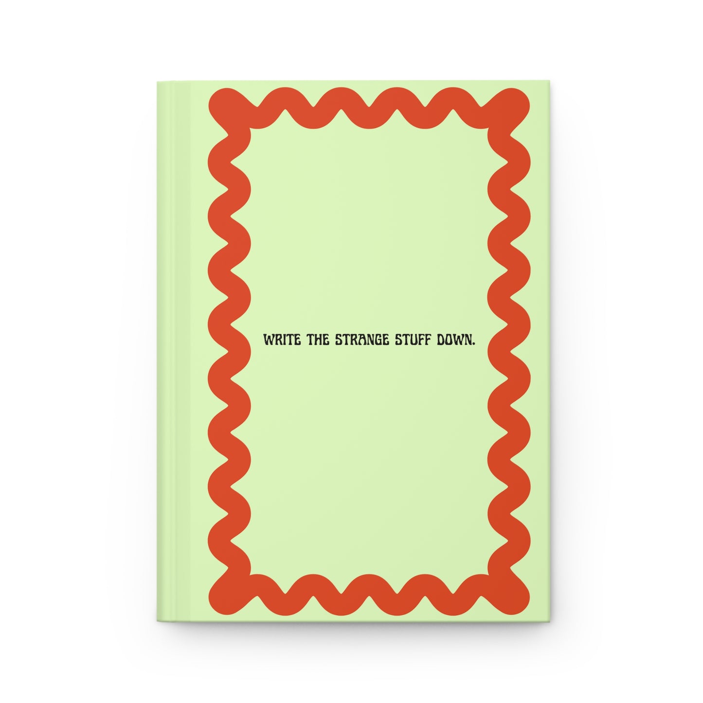 Write the Strange Stuff Down Hardcover Journal — Lime Green Beetle Design