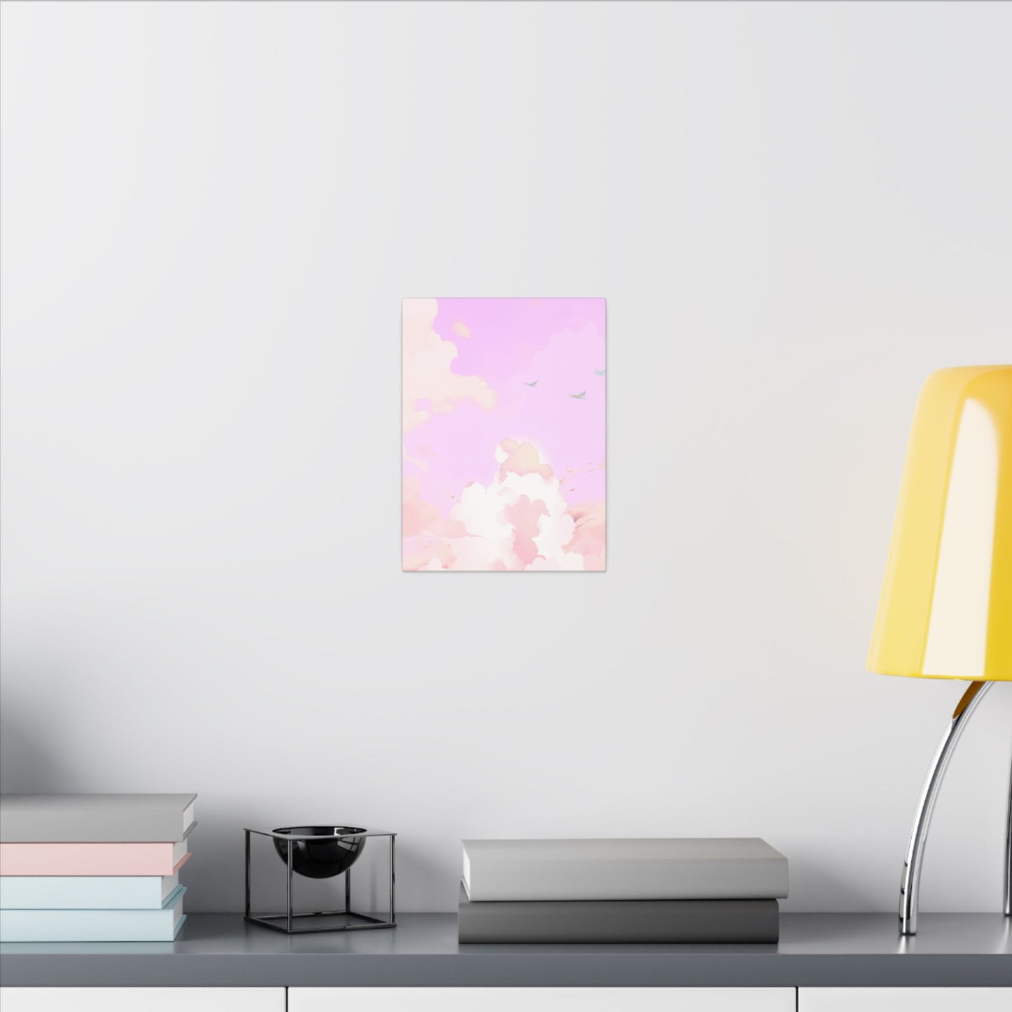 Pink Pastel Cloud Canvas Wall Art — Dreamy Sky Matte Print